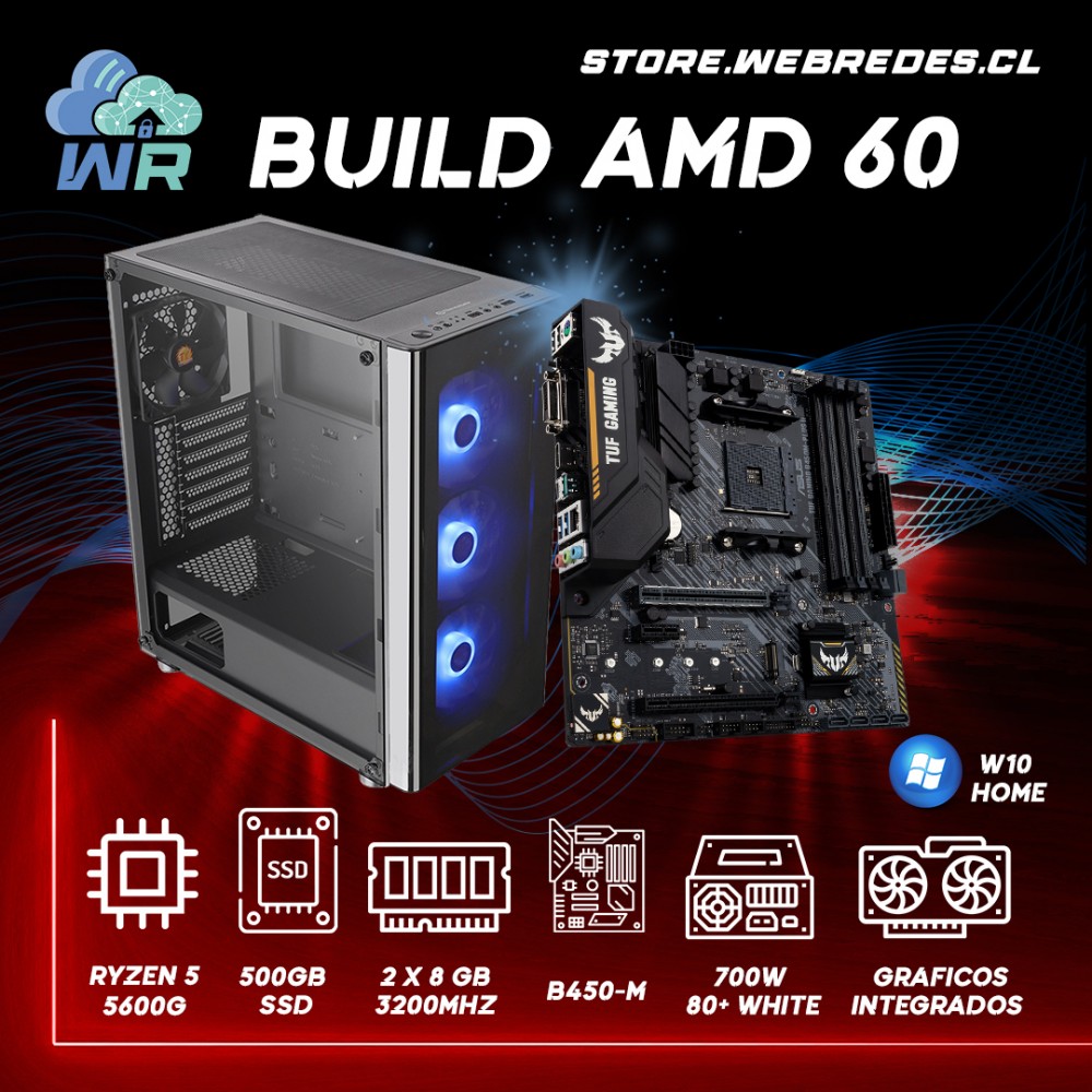 BUILD AMD 60| Ryzen 5 5600G + SSD 500GB + 16GB RAM + B450