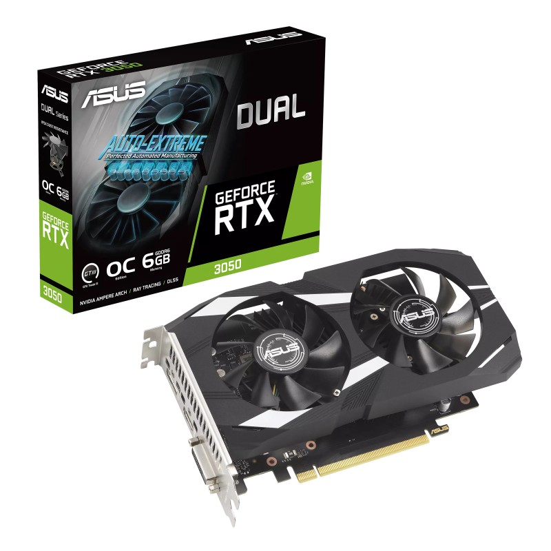 ASUS Dual Nvidia RTX™ 3050 OC Edition, 6GB GDDR6, 96-bit, PCI-e 4.0